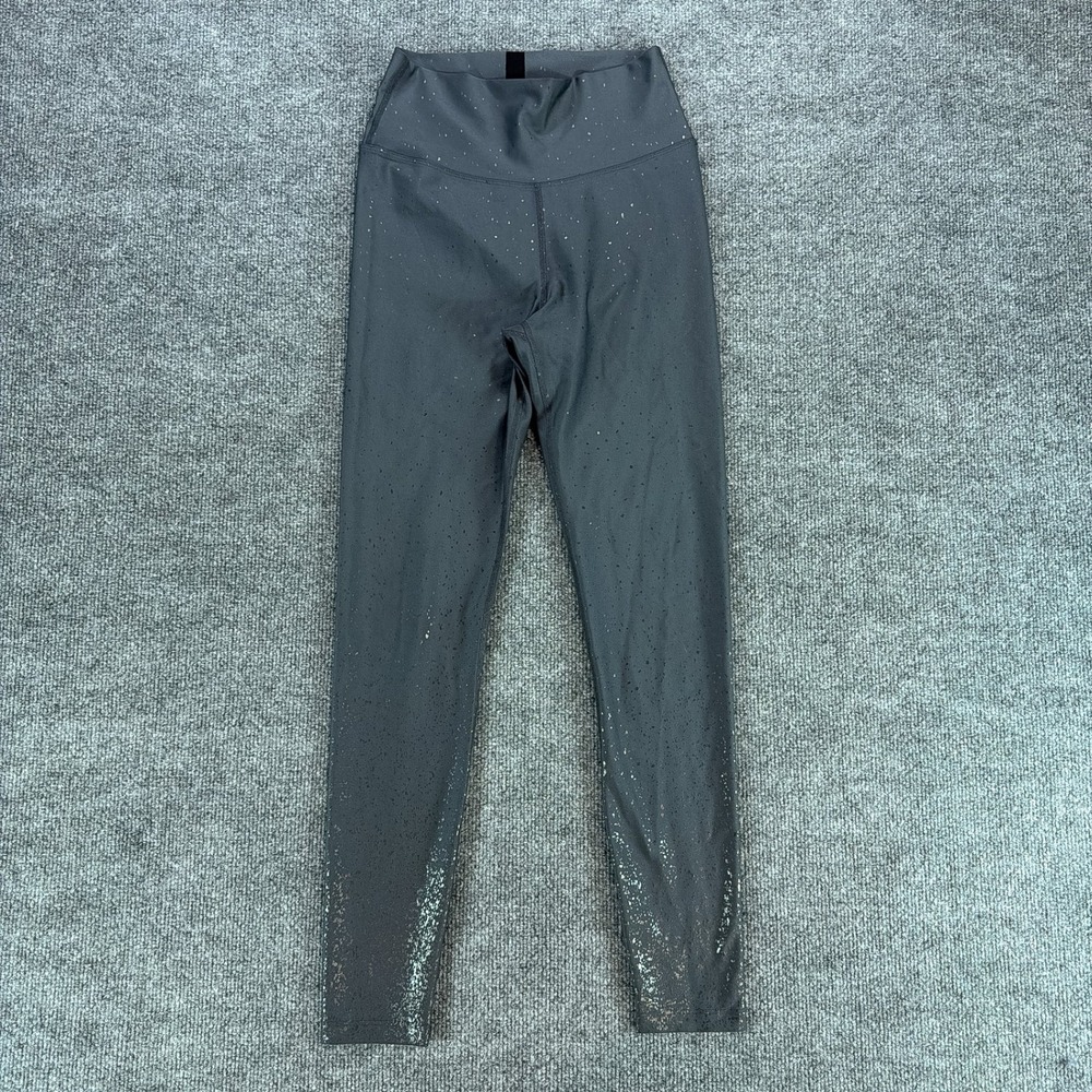 Peloton Womens High Waisted Metallic Foil Splatter Leggings Gray Size Med Yoga